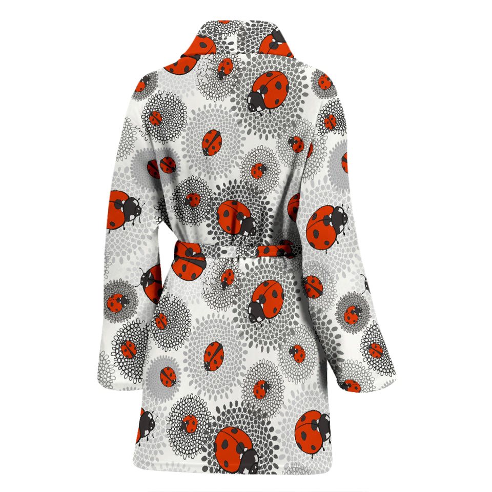 Ladybug Pattern Print Design 05 Women's Bathrobe