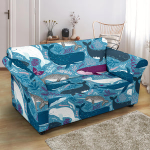 Whale Design Pattern Loveseat Couch Slipcover