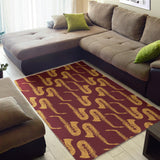 Hand Drawn Gold Saxophone Red Background  Area Rug