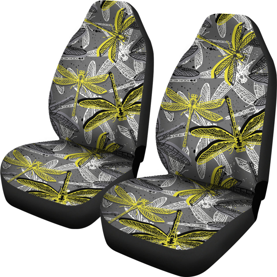 Hand Drawn Dragonfly Pattern Universal Fit Car Seat Covers