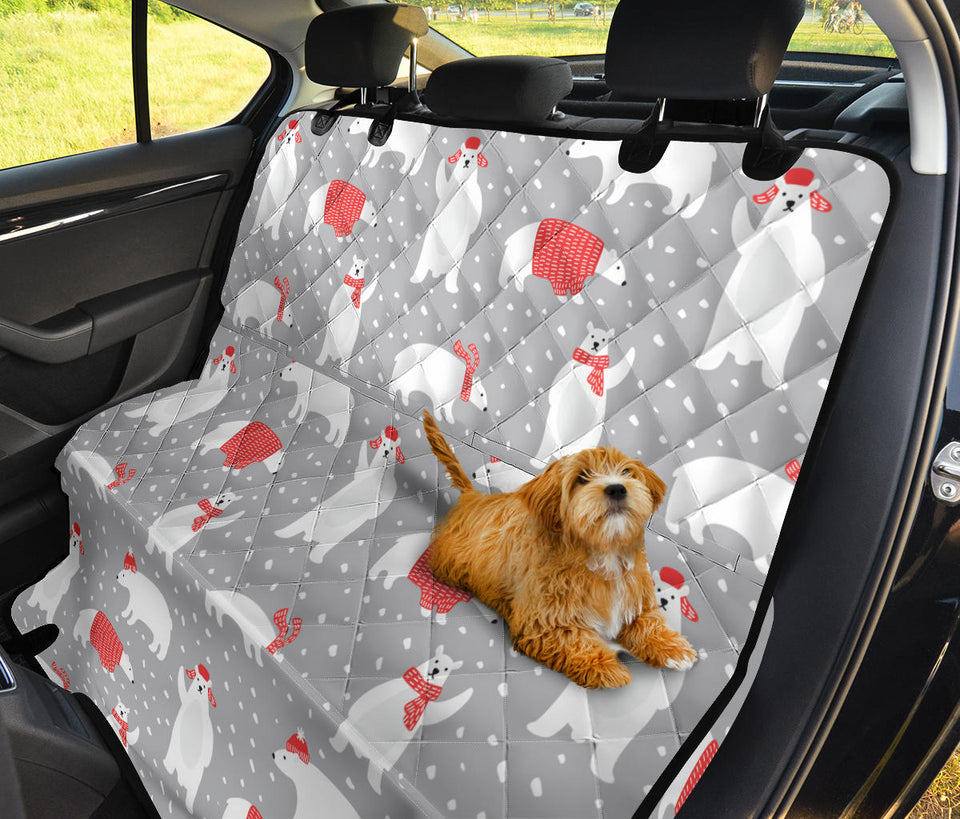 Cute Polar Bear Christmas Snow Pattern Dog Car Seat Covers