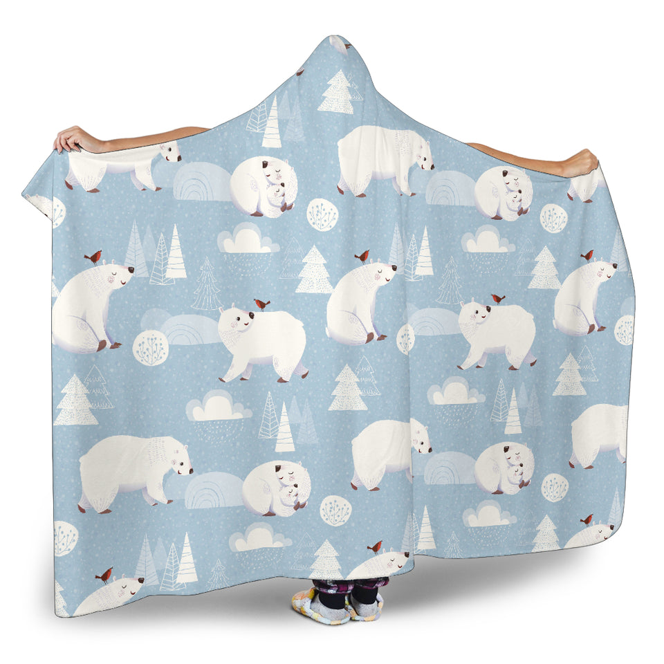 Cute Polar Bears Christmas Decoration Pattern Hooded Blanket