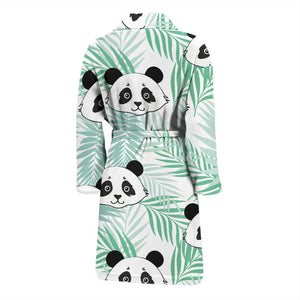 Panda Pattern Tropical Leaves Background Men'S Bathrobe