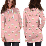 Cute Hamster Cheese Pattern Pink Background Women'S Hoodie Dress