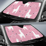 Llama Alpaca Pink Background Car Sun Shade