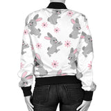 Watercolor Cute Rabbit Pattern Women'S Bomber Jacket
