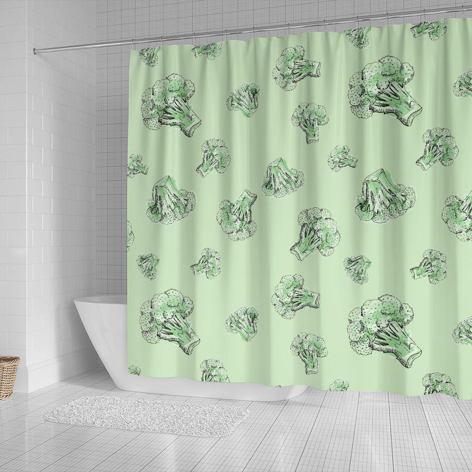 Broccoli Sketch Pattern Shower Curtain Fulfilled In US