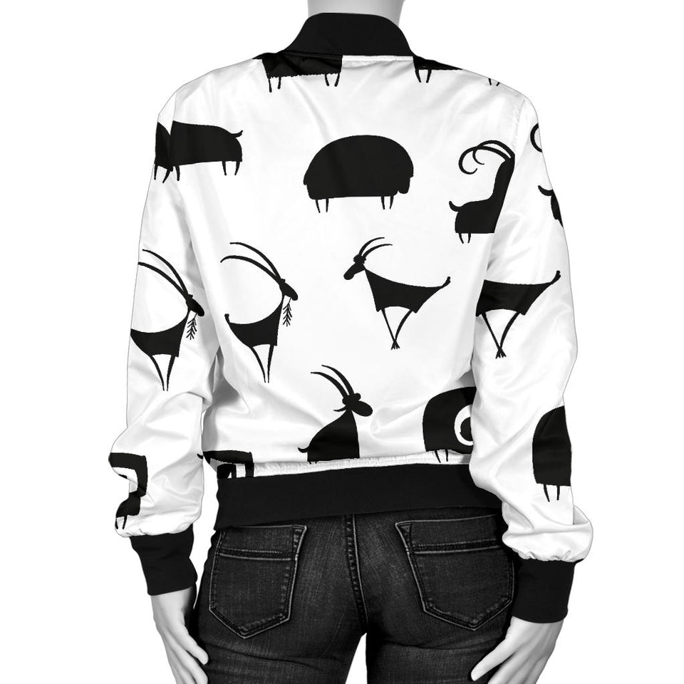 Goat Ram Pattern Women'S Bomber Jacket