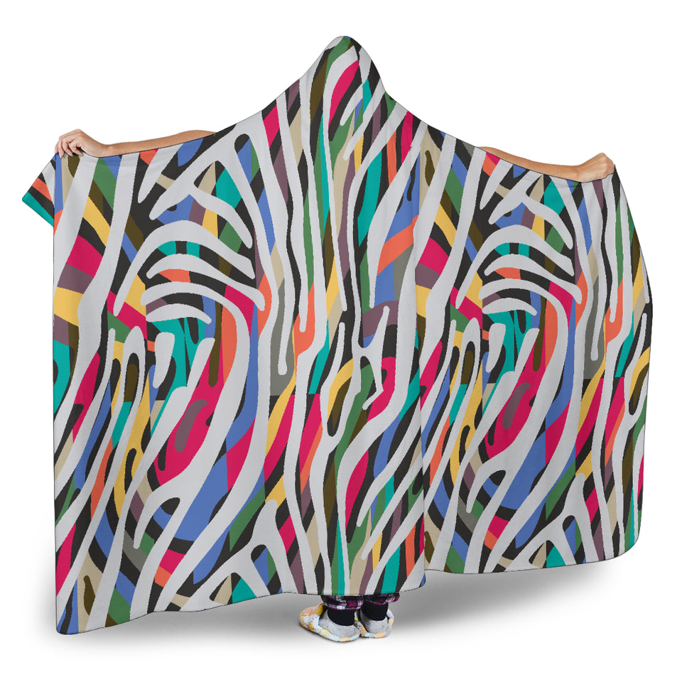 Colorful Zebra Skin Pattern Hooded Blanket