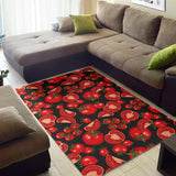 Tomato Black Background Area Rug