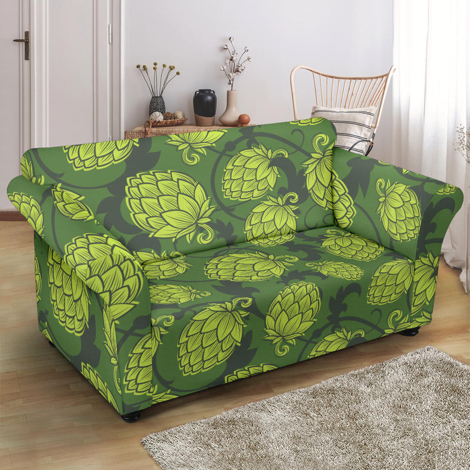 Hop Pattern Hop Cone Background Loveseat Couch Slipcover