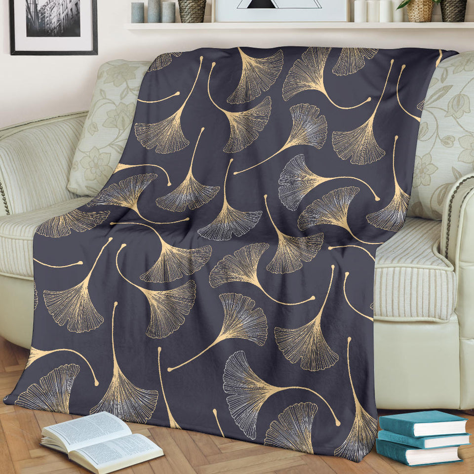 Gold Ginkgo Leaves Premium Blanket