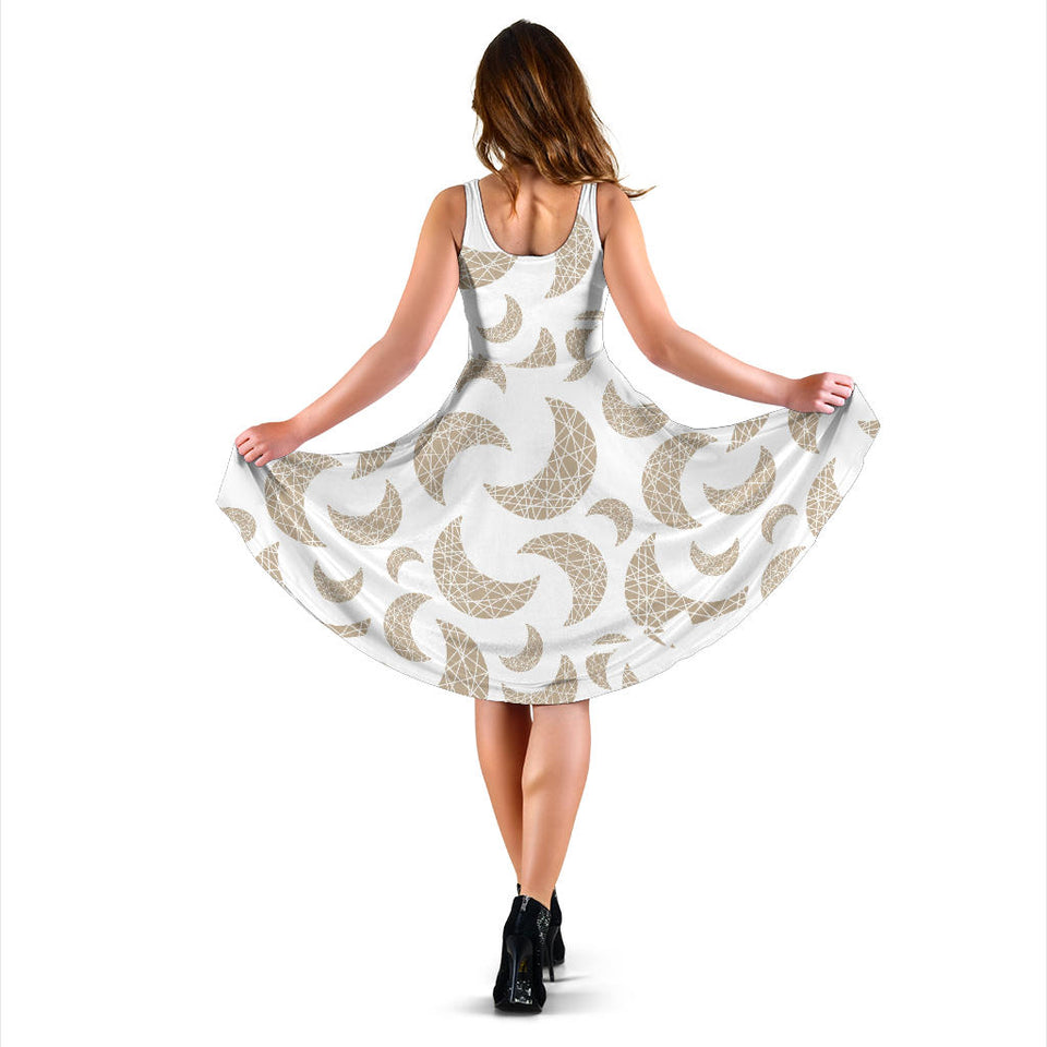 Cool Gold Moon Abstract Pattern Sleeveless Midi Dress
