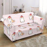 Cute Shiba Inu Dog Apple Pattern Loveseat Couch Slipcover