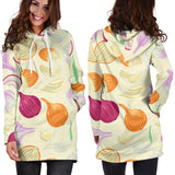 Onion Garlic White Red Pattern Women'S Hoodie Dress