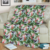 Hummingbird Pattern Print Design 05 Premium Blanket