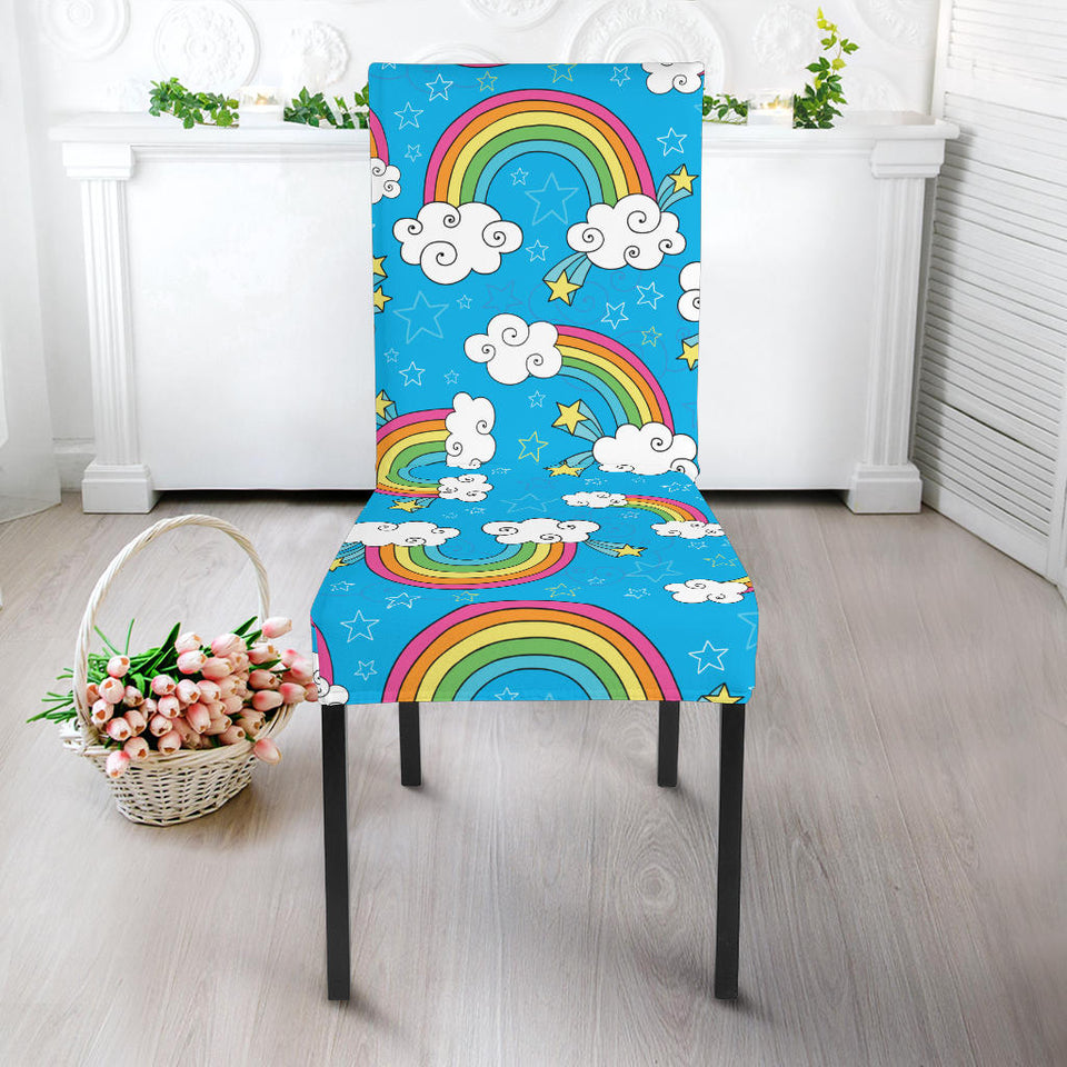 Rainbows Sky Clouds Pattern Dining Chair Slipcover