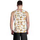 Cute dog corgi striped background pattern Men Tank Top