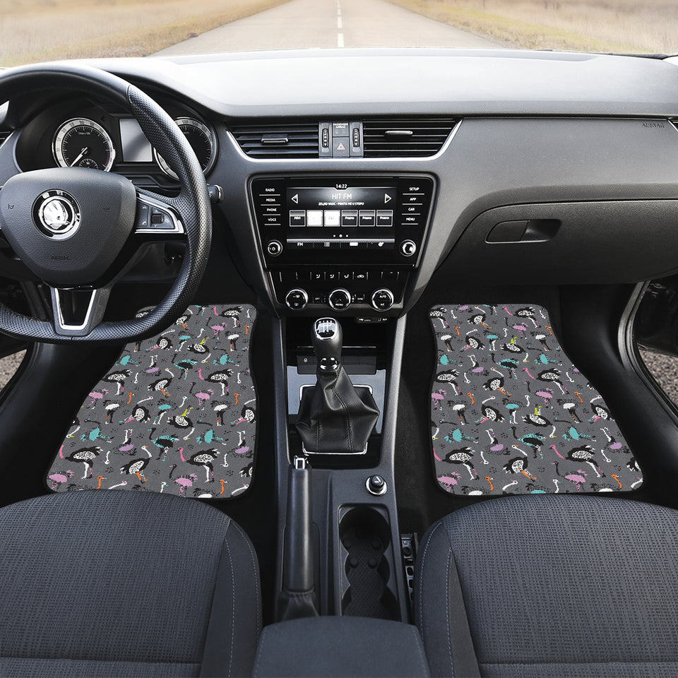 Ostrich Pattern Print Design 01 Front and Back Car Mats