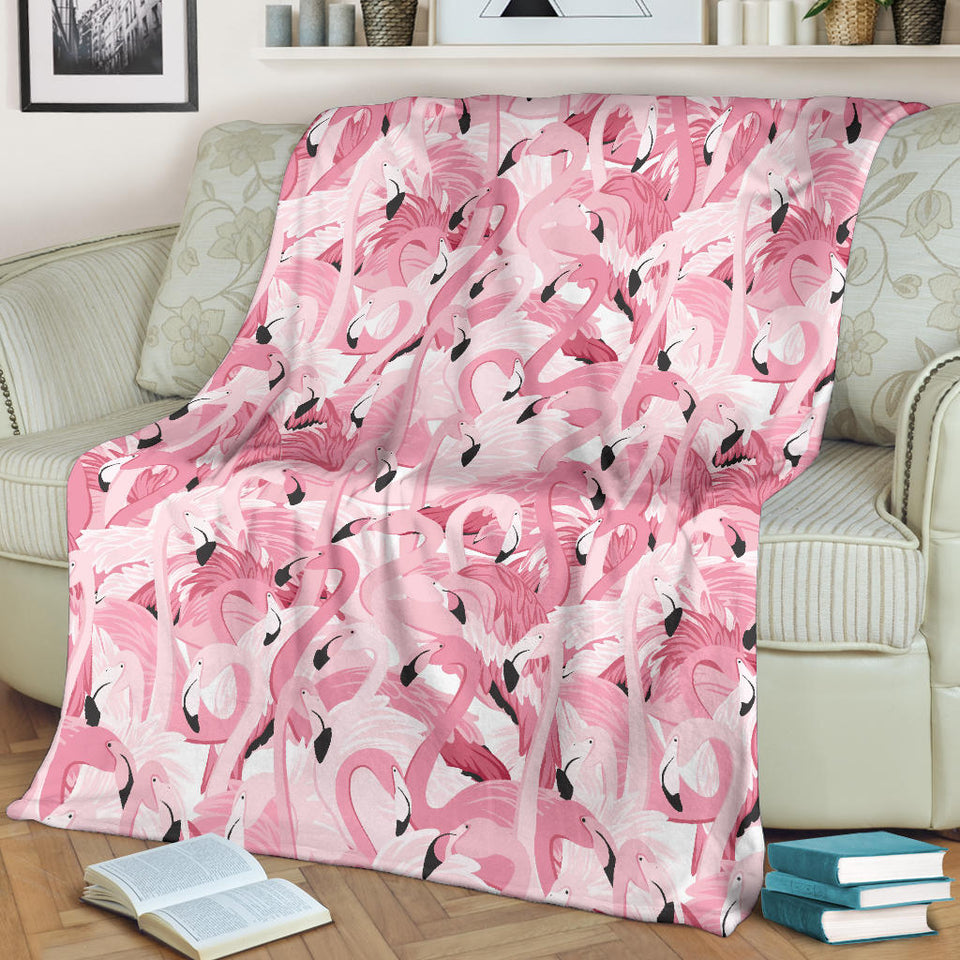 Pink Flamingos Pattern Background Premium Blanket
