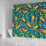 French Fries Red Paper Box Pattern Shower Curtain Fulfilled In US