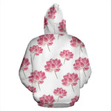 Pink Lotus Waterlily Pattern Men Women Pullover Hoodie