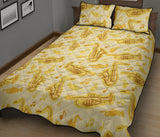 Saxophone cornet pattern yellow background Quilt Bed Set