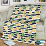 Pineapples Pattern Striped Background Premium Blanket