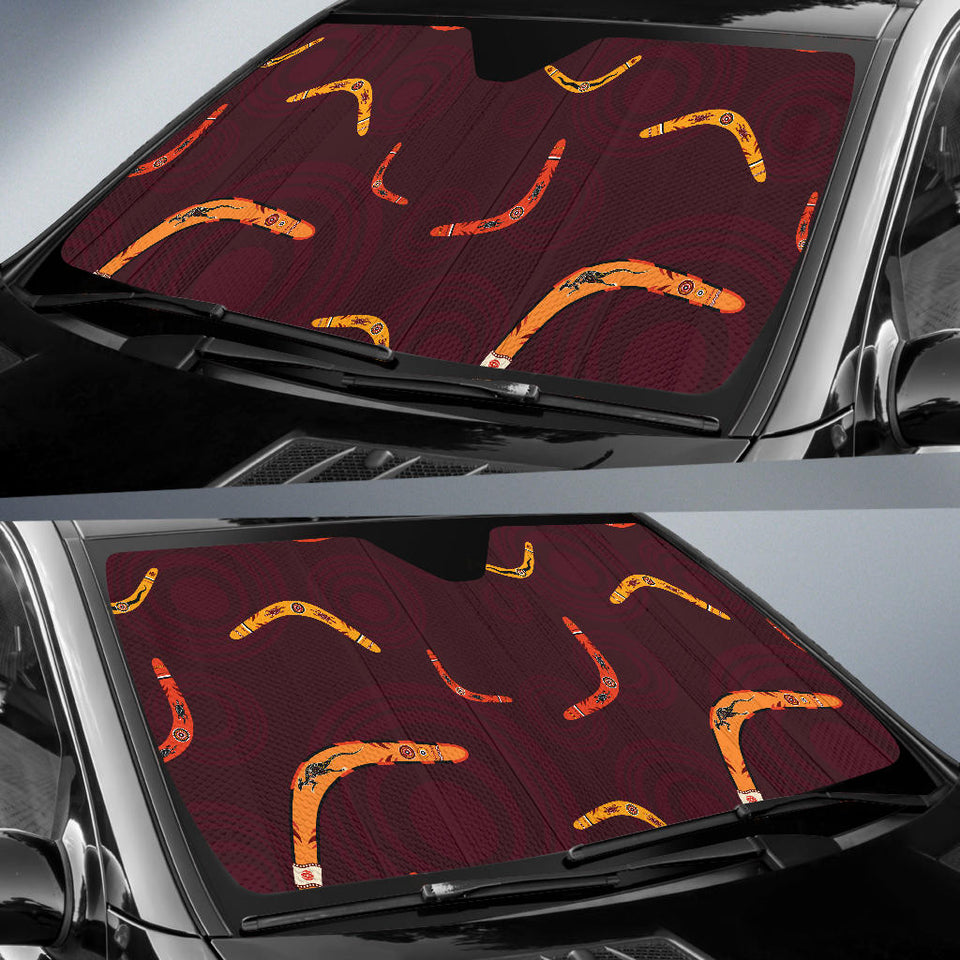 Boomerang Australian Aboriginal Ornament Circle Black Background Car Sun Shade