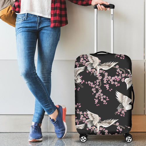 Japanese Crane Pink Sakura Pattern Cabin Suitcases Luggages
