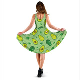 Avocado Pattern Green Background Sleeveless Midi Dress
