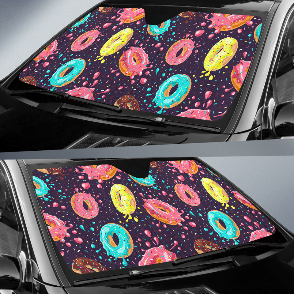 Colorful Donut Glaze Pattern Car Sun Shade