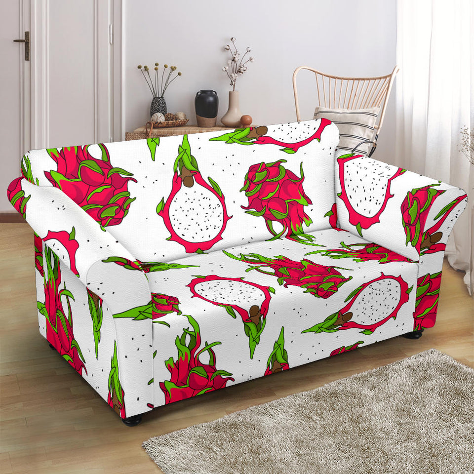 Dragon Fruits White Background Loveseat Couch Slipcover