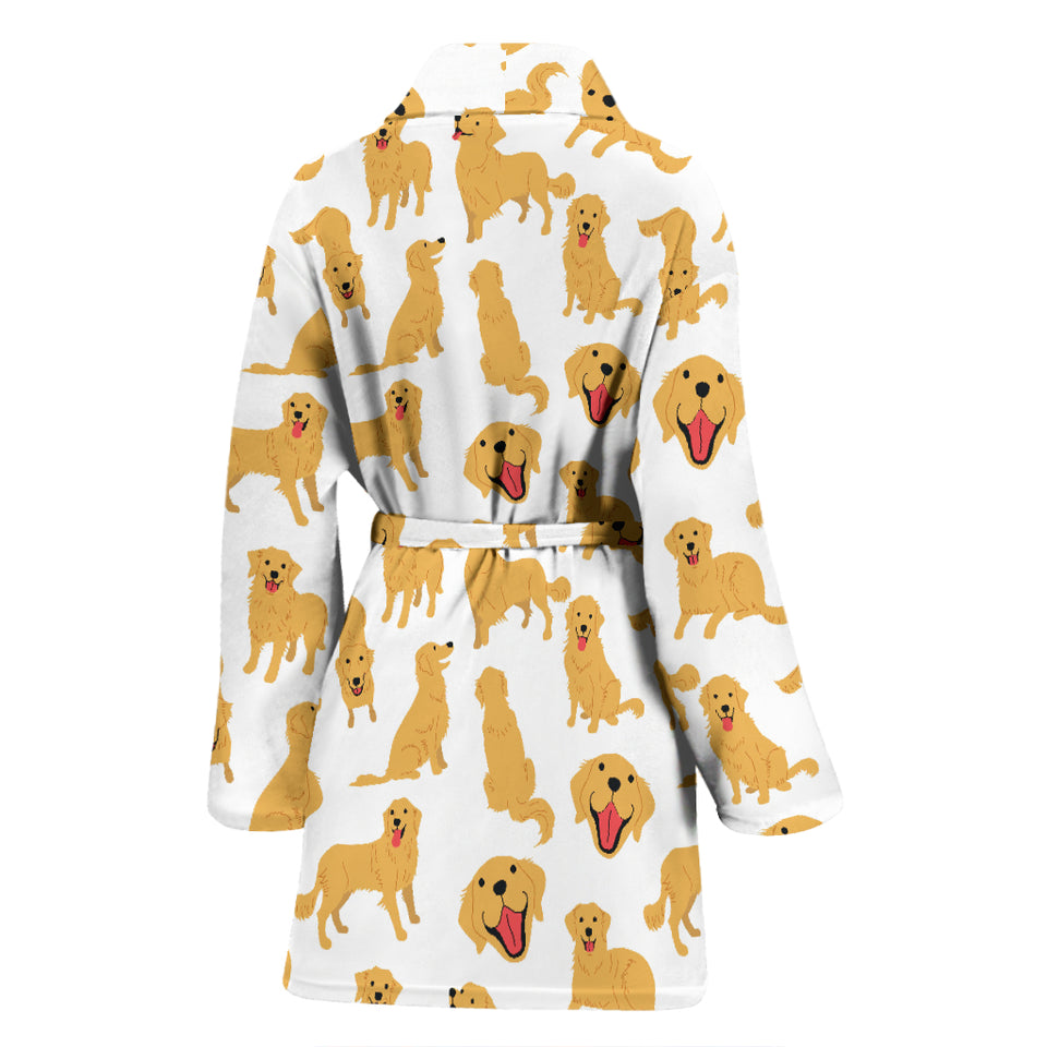 Golden Retriever Pattern Print Design 05 Women's Bathrobe