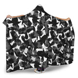 Crow Illustration Pattern Hooded Blanket