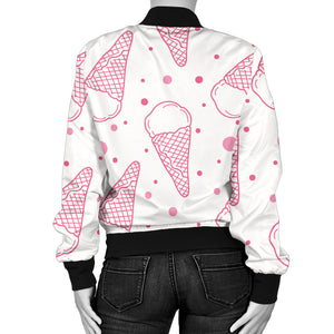 Hand Drawn Ice Cream Pattern Women'S Bomber Jacket