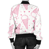 Hand Drawn Ice Cream Pattern Women'S Bomber Jacket