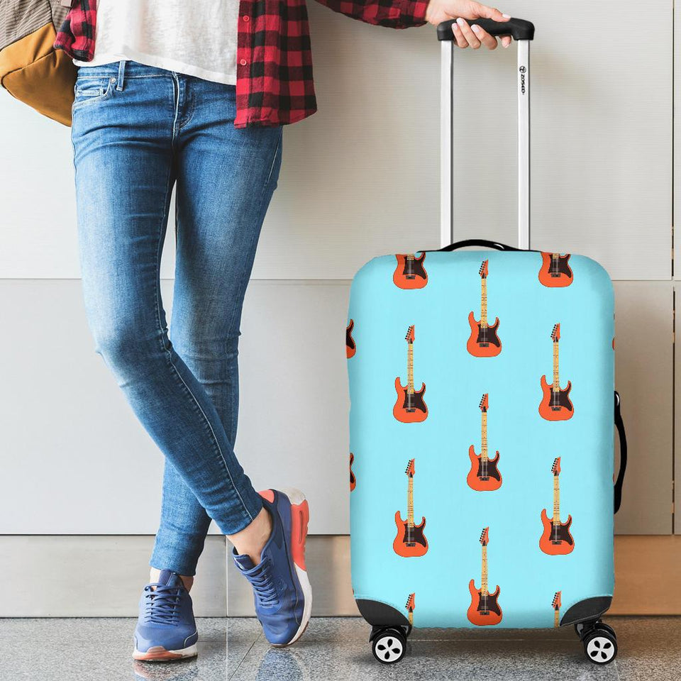 Electric Guitar Pattern Light Blue Background Cabin Suitcases Luggages