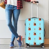 Electric Guitar Pattern Light Blue Background Cabin Suitcases Luggages