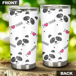 Hand Drawn Faces Of Pandas Pattern Tumbler