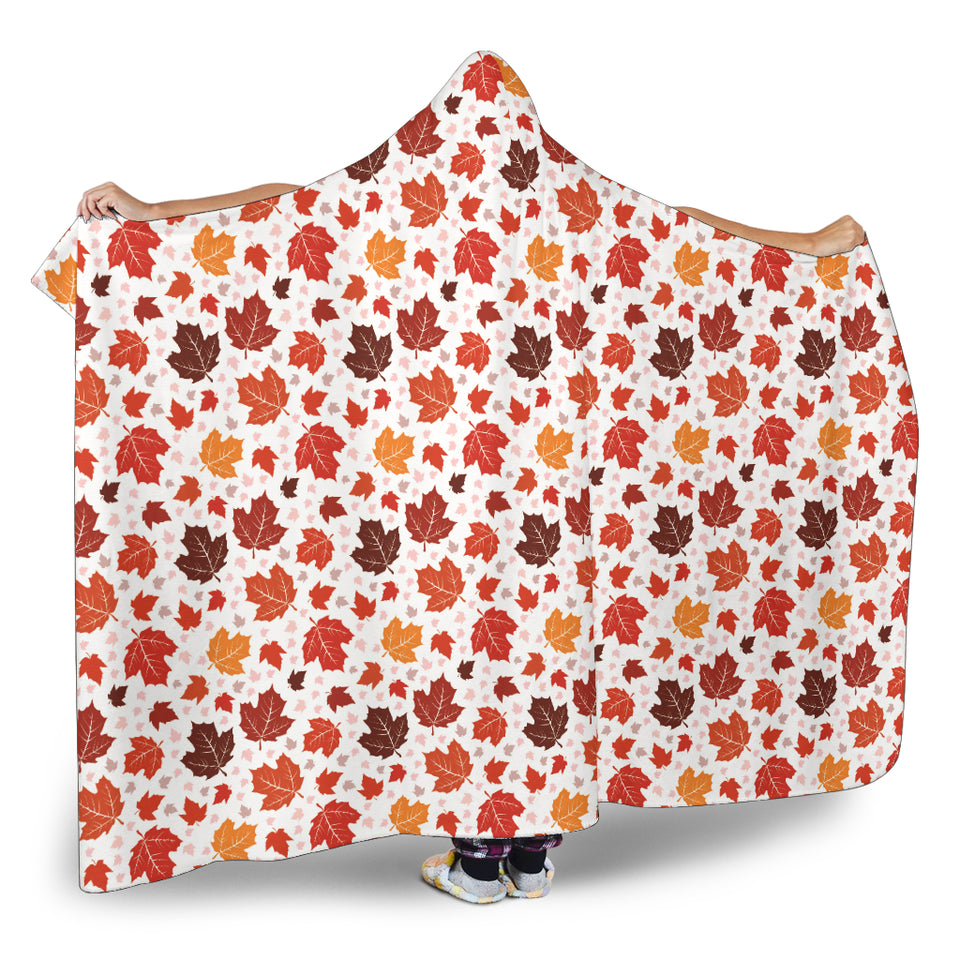 Colorful Maple Leaf Pattern Hooded Blanket