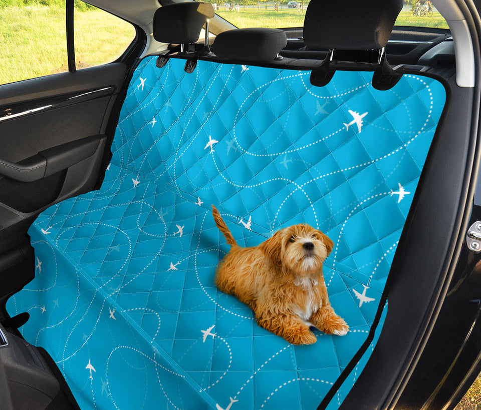 Airplane Destinations Blue Background Dog Car Seat Covers