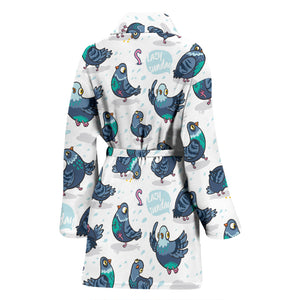 Pigeon Pattern Print Design 02 Women's Bathrobe