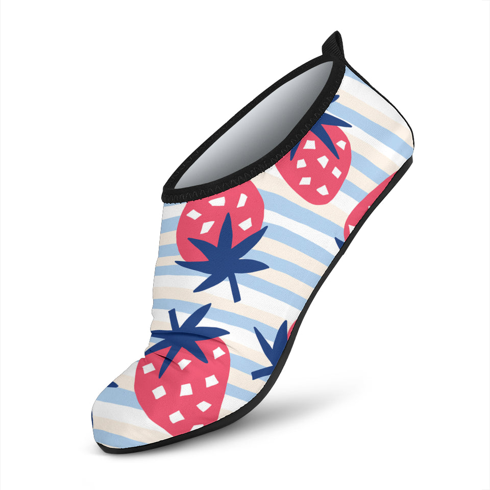 Strawberry Pattern Blue Lines Background Aqua Shoes