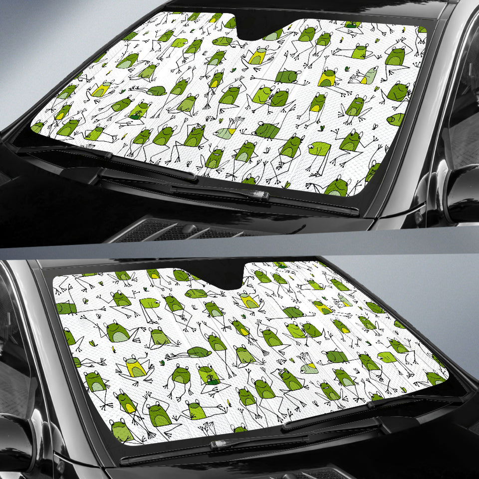 Sketch Funny Frog Pattern Car Sun Shade