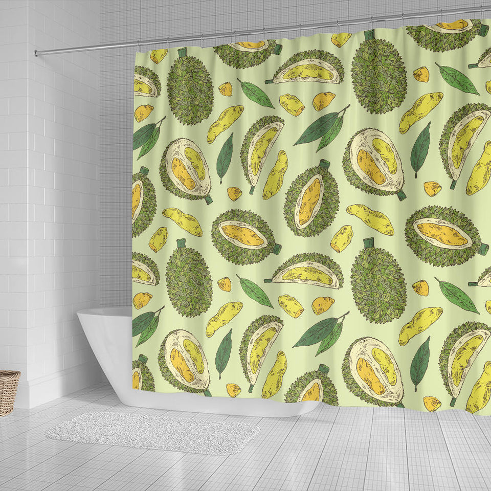 Durian Leaves Pattern Background Shower Curtain Fulfilled In US