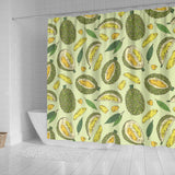 Durian Leaves Pattern Background Shower Curtain Fulfilled In US