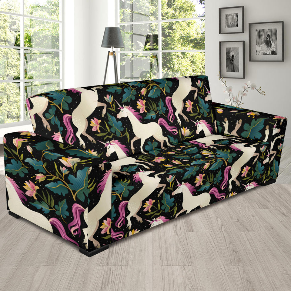 Unicorns Forest Background Sofa Slipcover