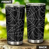 Spider Web Pattern Black Background White Cobweb Tumbler