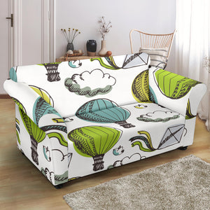 Hot Air Balloon Bird Cloud Pattern Loveseat Couch Slipcover